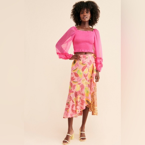 Farm Rio Twice the Prints Midi Skirt Size XS
Color Pink Yellow - Picture 1 of 7